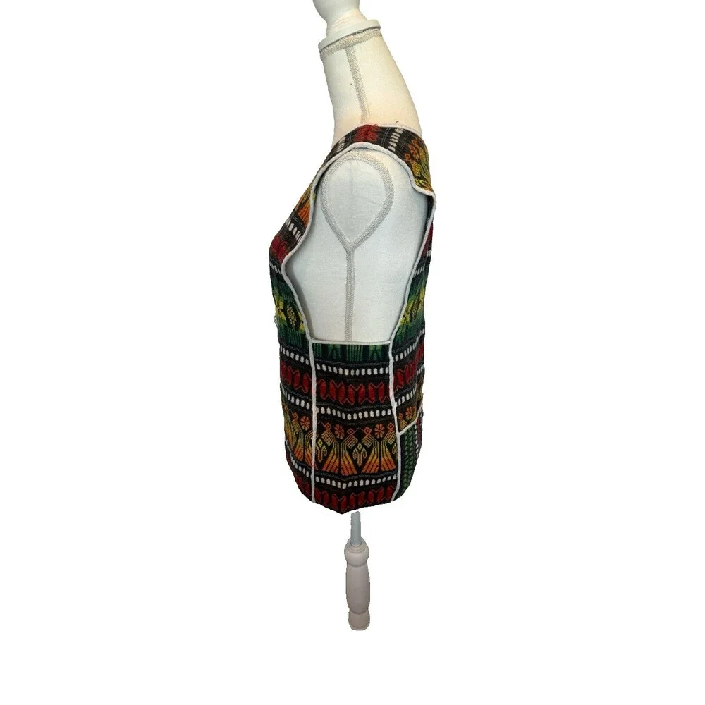 Vintage Handmade Guatemalan Hand Woven Apron Pocket Vest Colorful - Picture 4 of 8